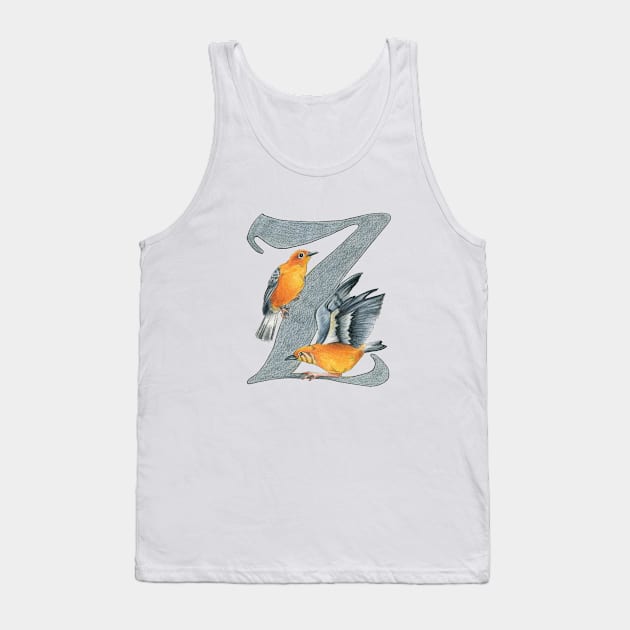 Avian Alphabet Z - Orange-headed thrush Tank Top by hnewmanart